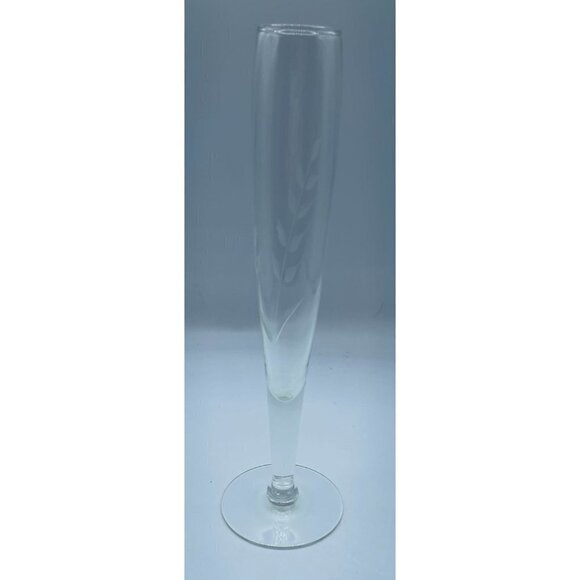 Clear Etched Flower Bud Vase Tall 9 1/4" - Picture 1 of 5
